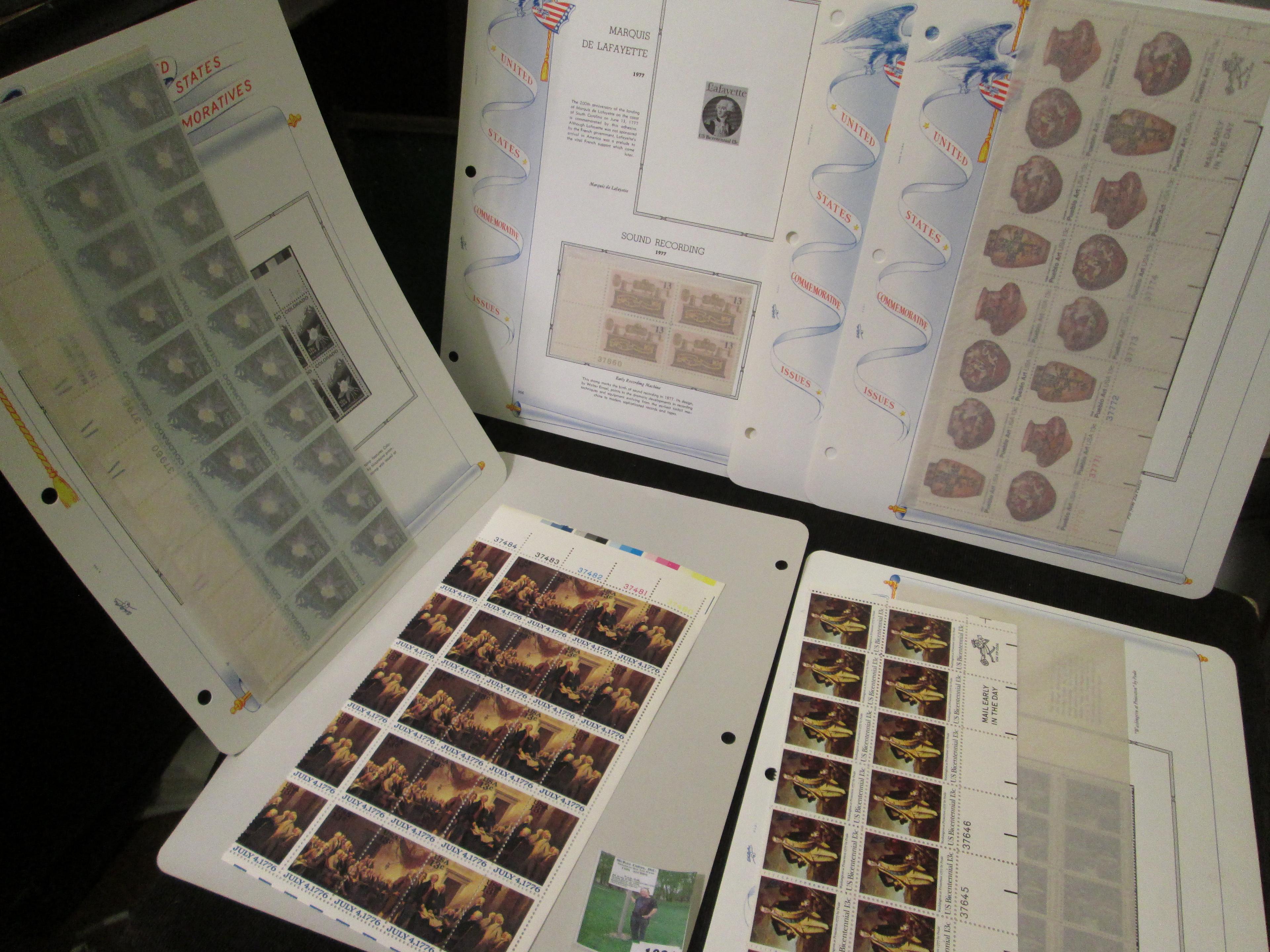 Old Mint U.S. Stamp Collection of Partial Sheets & Plateblocks. ($10.29 face value).