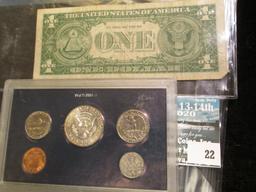 1968 BU Year Set, mixed Mints; & Series 1957 One Dollar Silver Certificate.