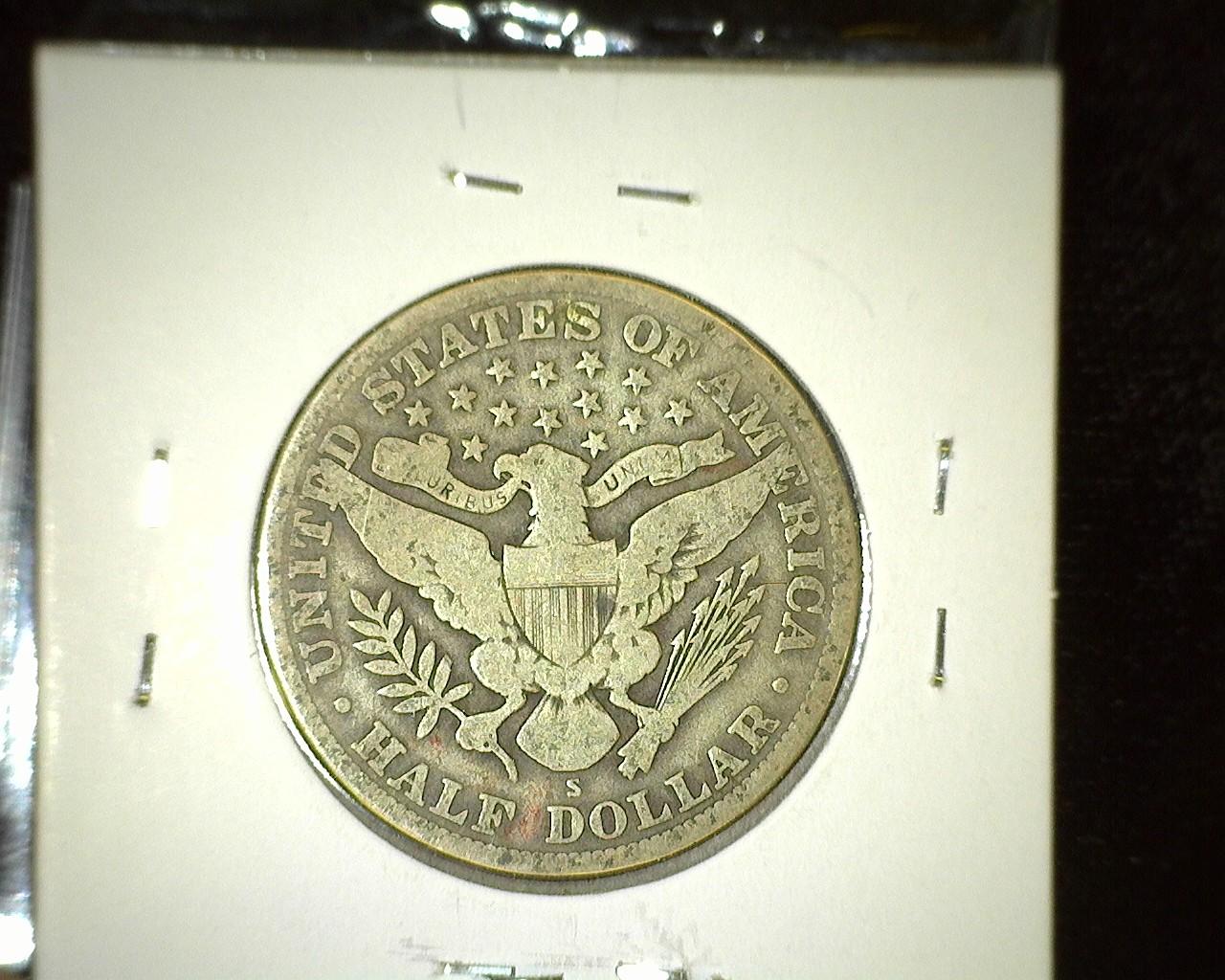 1912-S Barber Half, VG, value $18