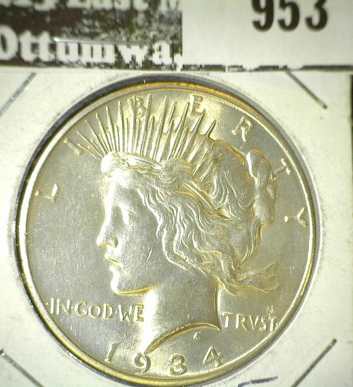 1934 D U.S. Peace Silver Dollar, Brilliant