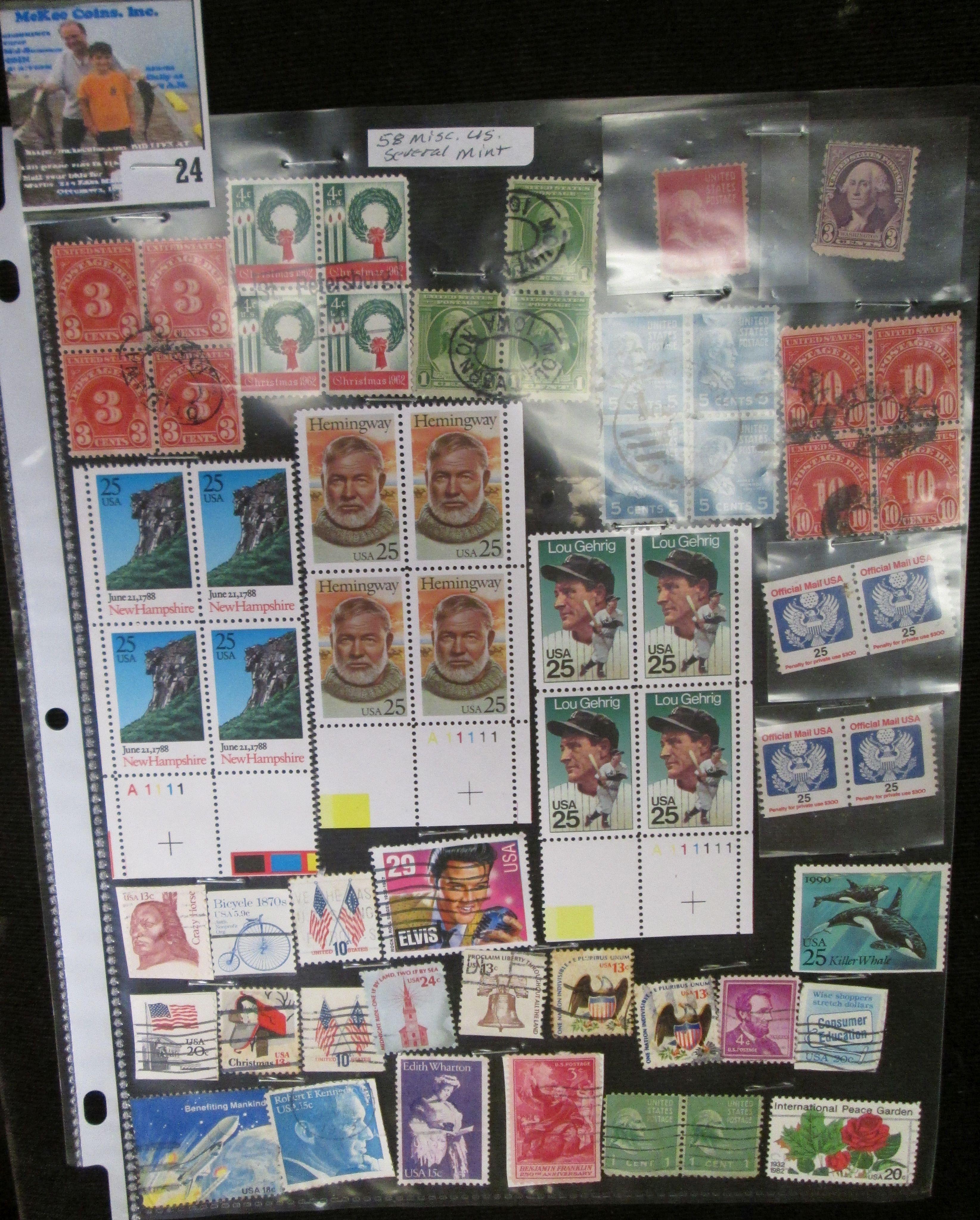 (58) Miscellaneous U.S. Stamps, several are Mint condition.