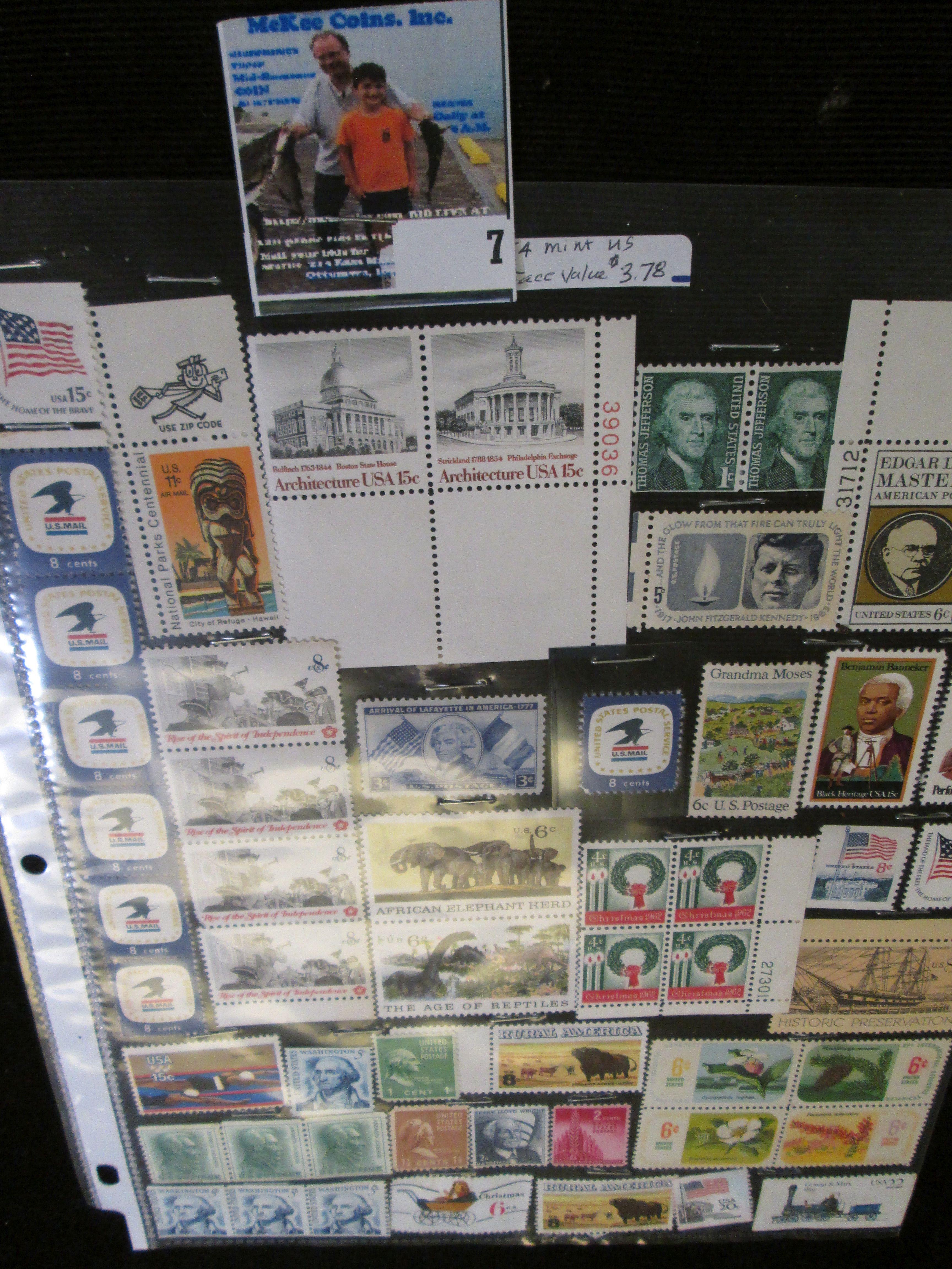 (54) Miscellaneous Mint U.S. Stamps. Face value $3.78.