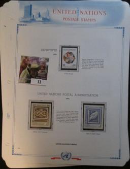 (10) United Nations Album Pages, Most With Stamps. The Majority Of Stamps Are Mint Uncancelled.