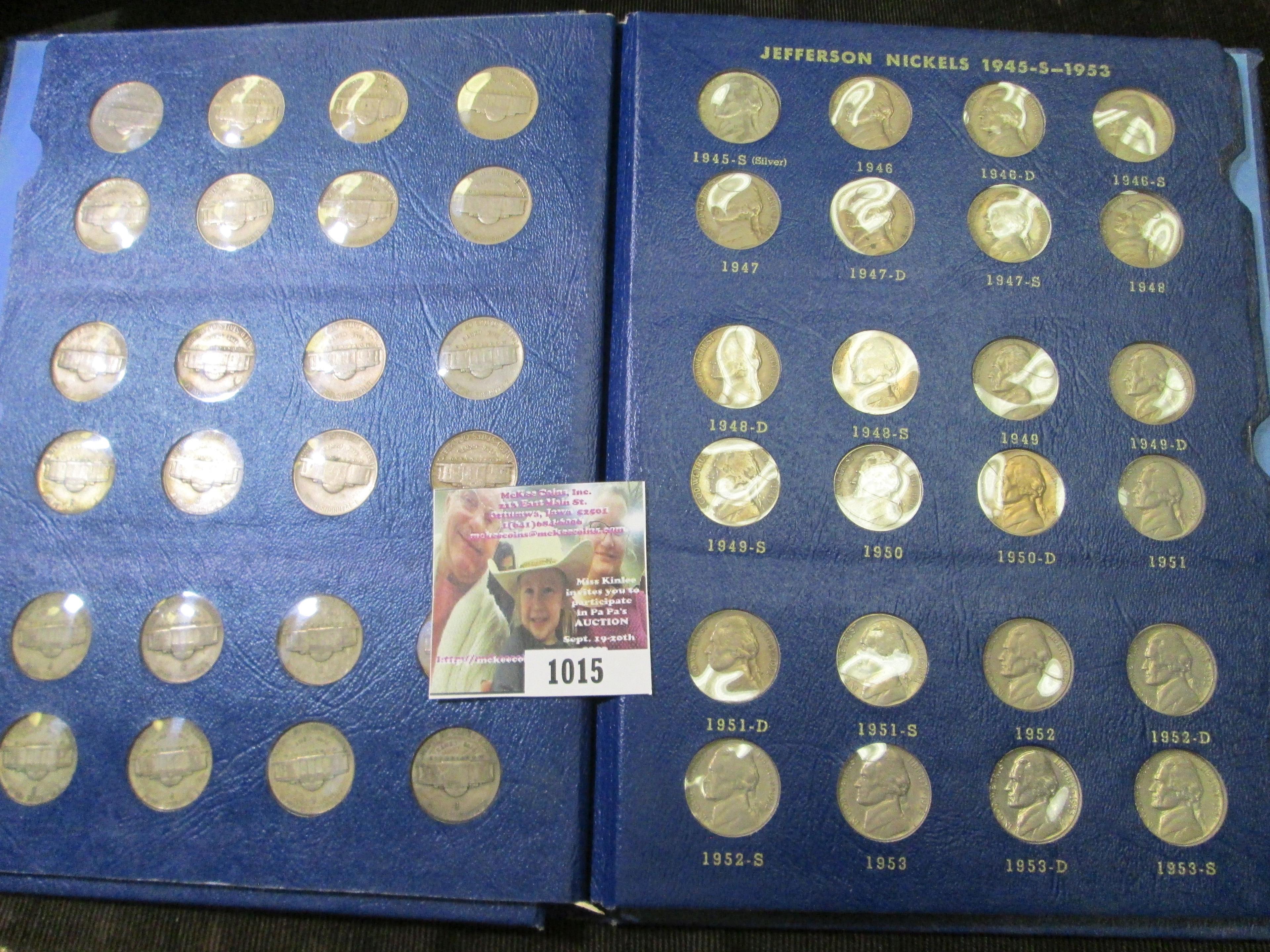 1938-64 Complete Set of Jefferson Nickels in a Deluxe Whitman Album.