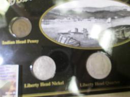 Cased Set of "Obsolete Coins of America's Past", five-piece.