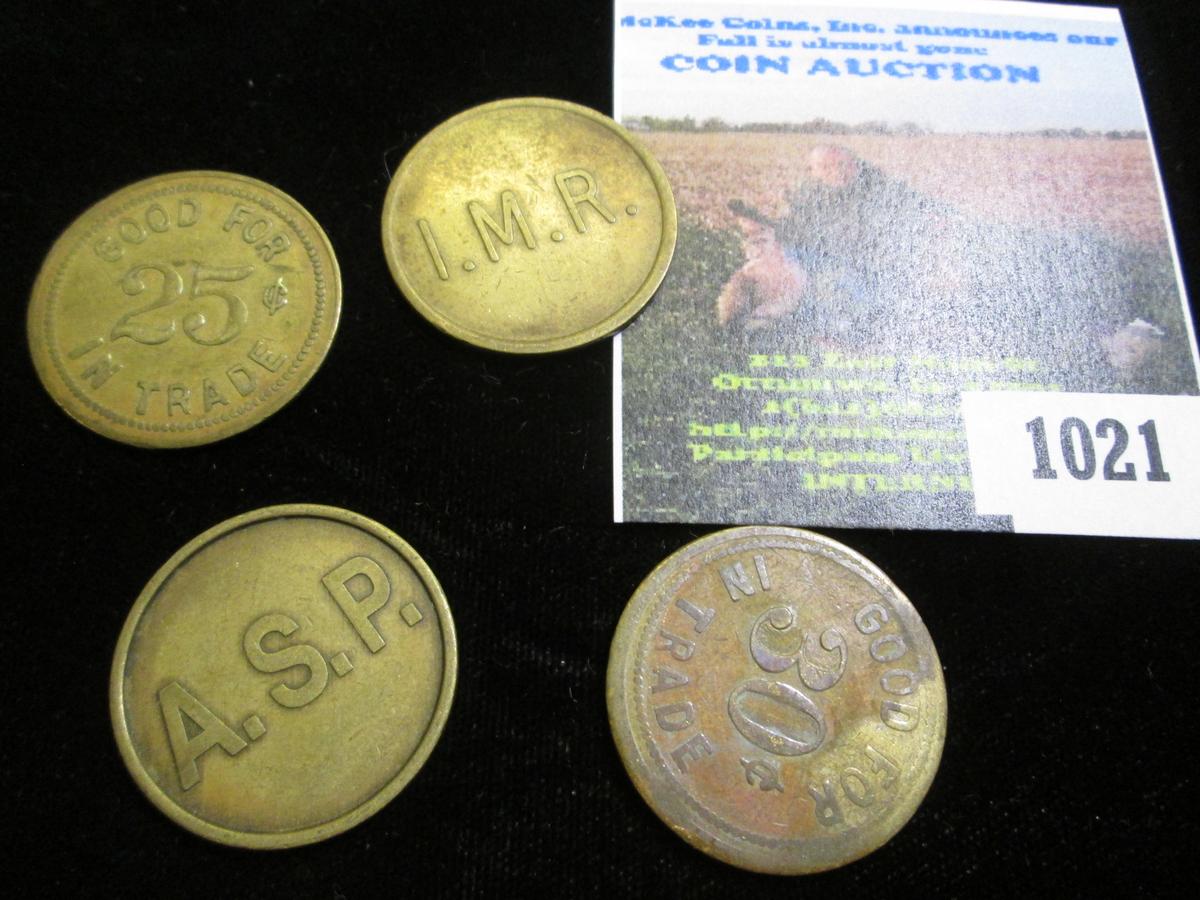 Four-piece, all different Set of Anamosa (Iowa) Prison Tokens. Scarce.