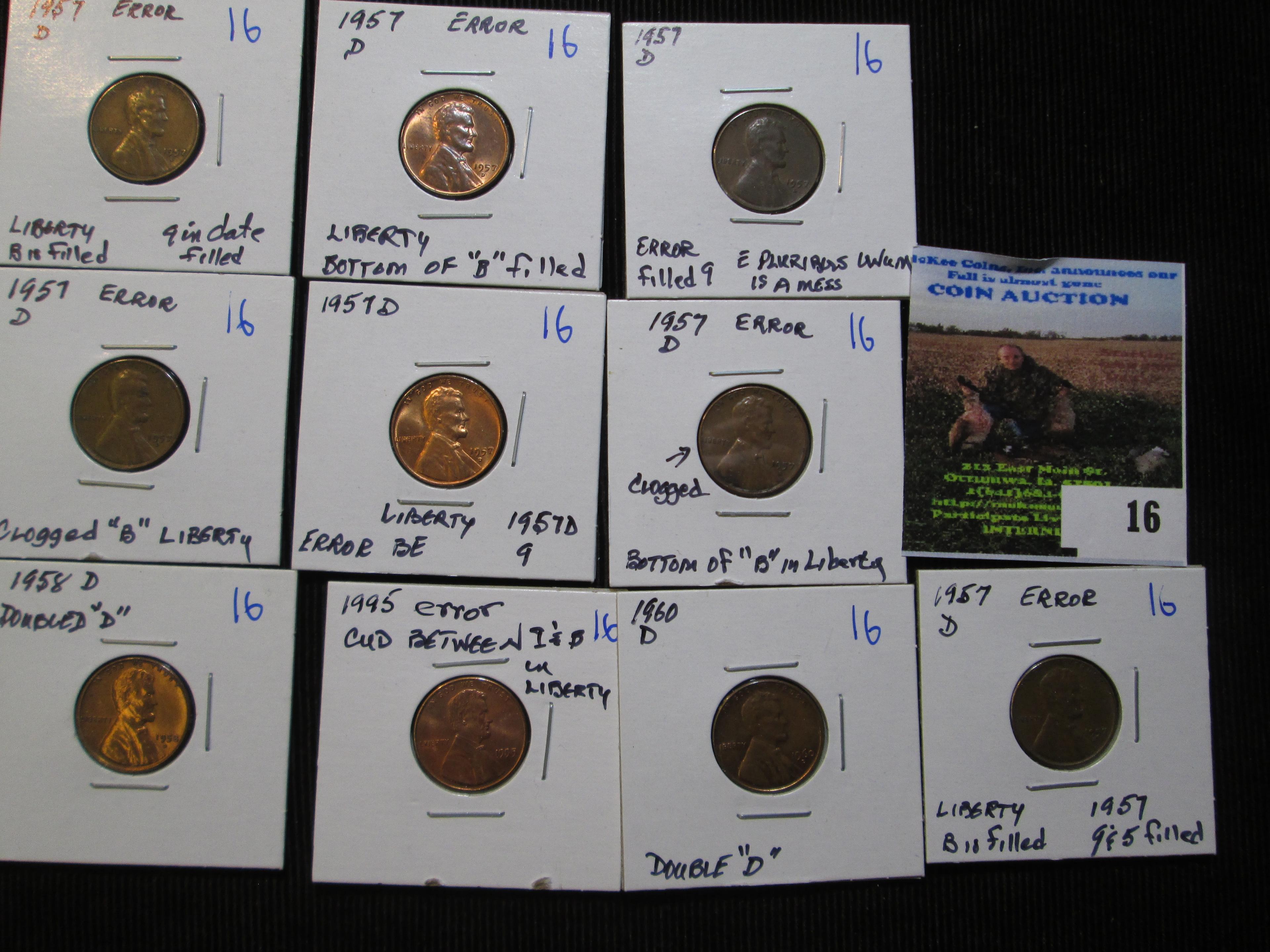 10 Error Lincoln Cents All For One Money