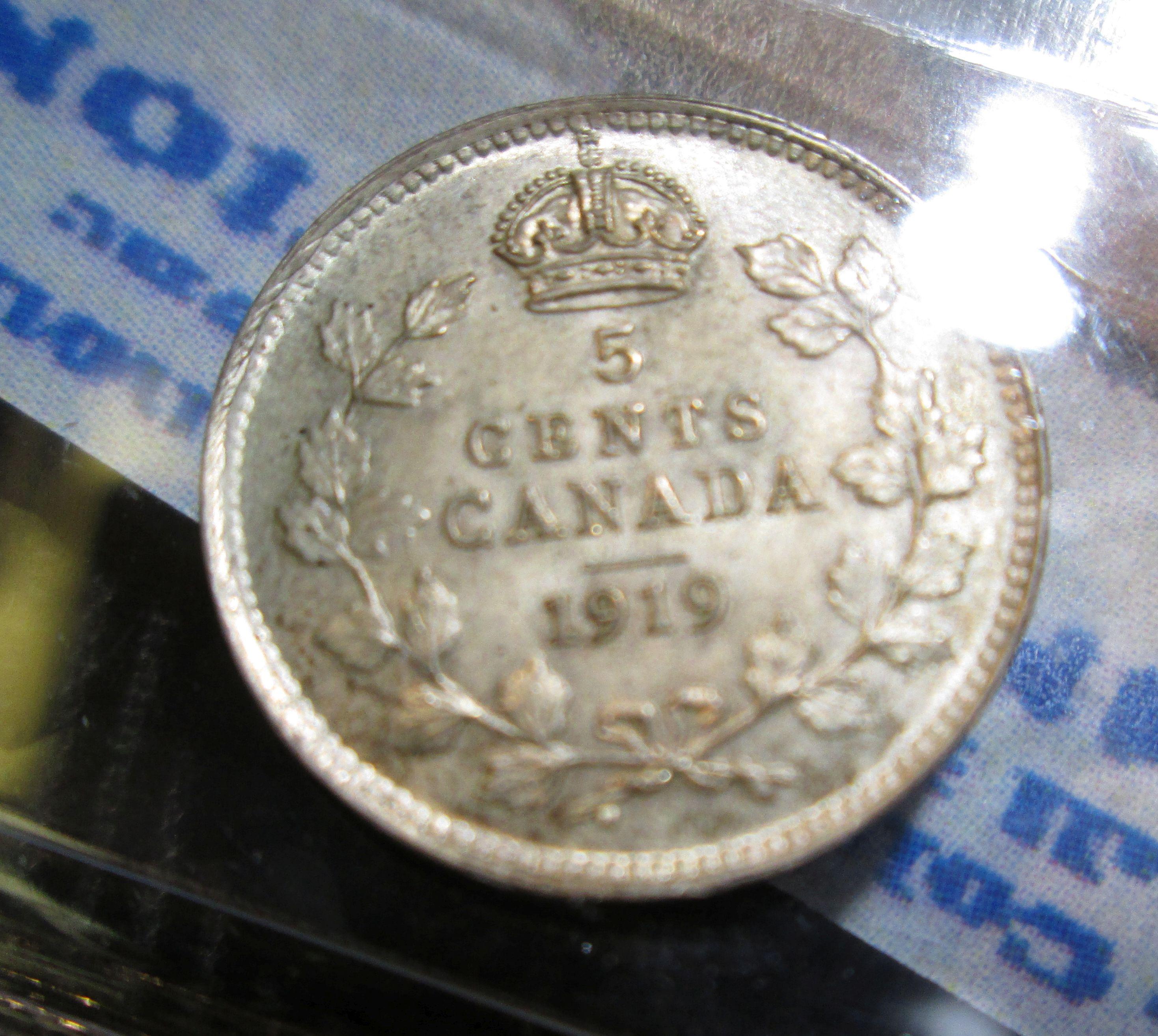 1919 Canadian Silver 5 Cent Piece Graded Ms 63 By Iccs (A Reputable Grading Company In Canada).  It