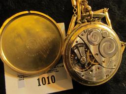 Elgin 17 jewel pocket watch, size 12s, s/n 37106806 on works, production year 1938, runs & keeps tim