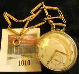 Elgin 17 jewel pocket watch, size 12s, s/n 37106806 on works, production year 1938, runs & keeps tim