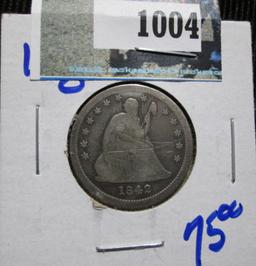 1842-O Seated Quarter, Scratched