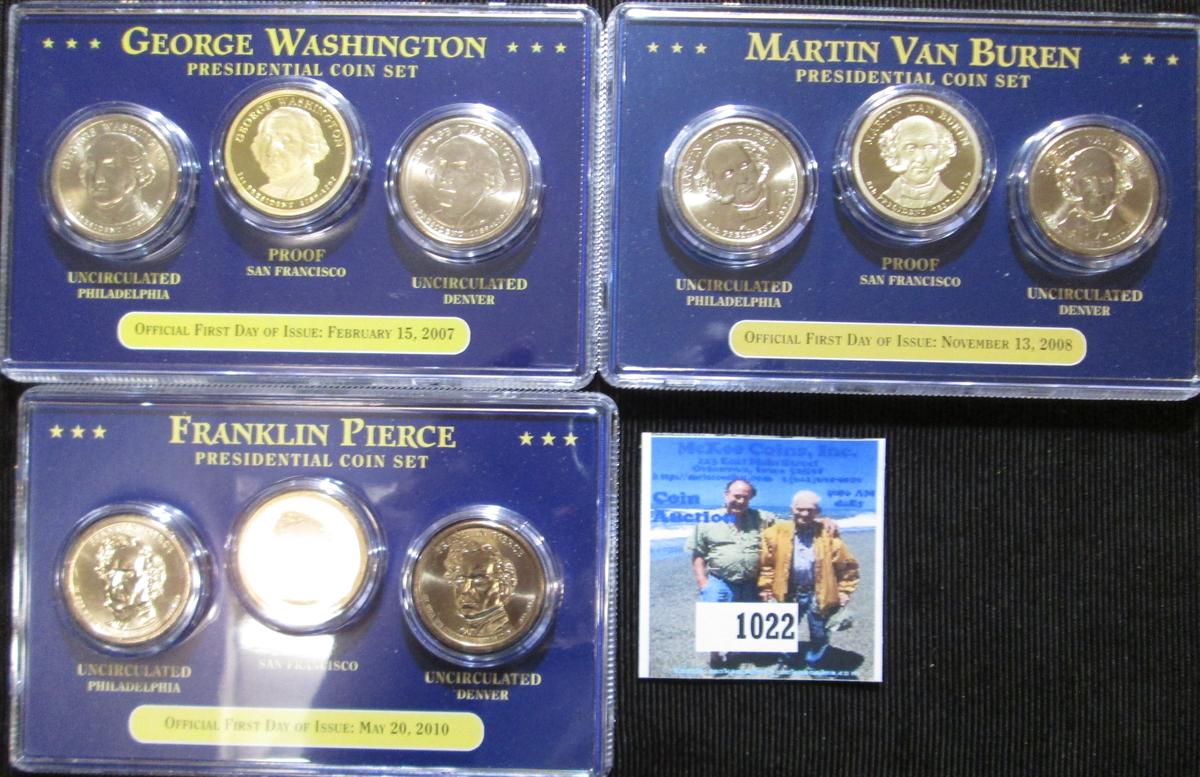Presidential Dollar Sets Includes George Washington, Martin Van Buren, & Franklin Pierce