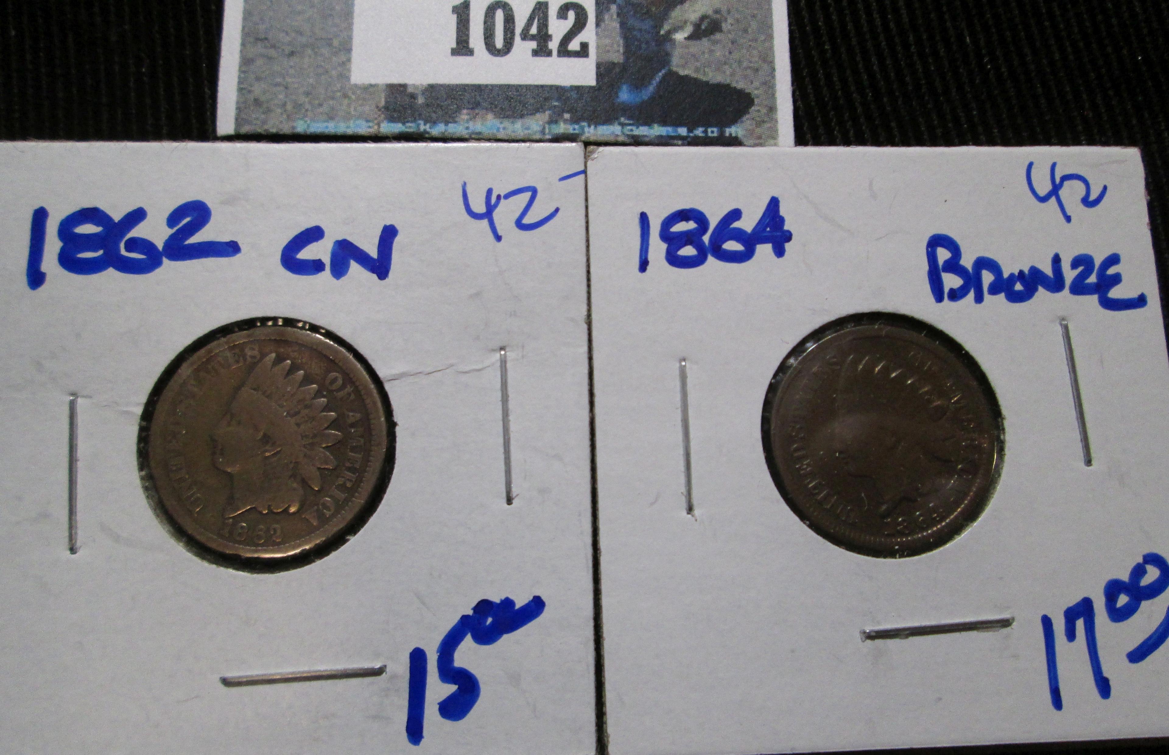 1862-Cn & 1964 Bronze Indian Head Cents