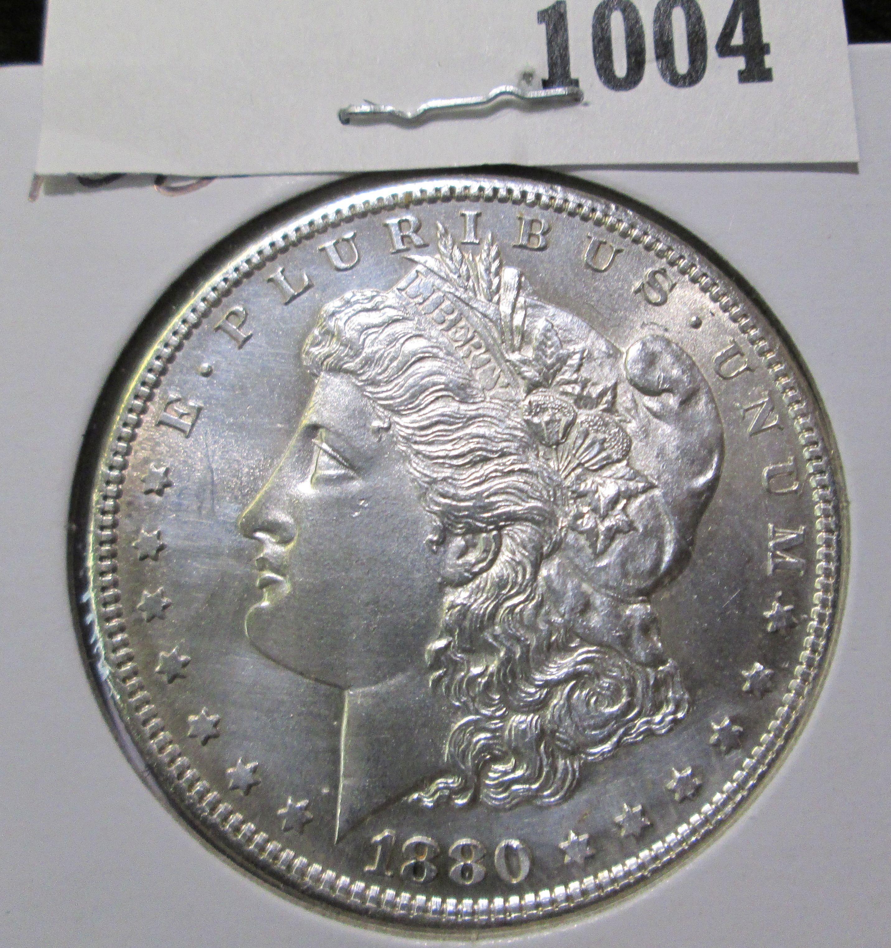 1880 S Morgan Silver Dollar, Semi-prooflike.