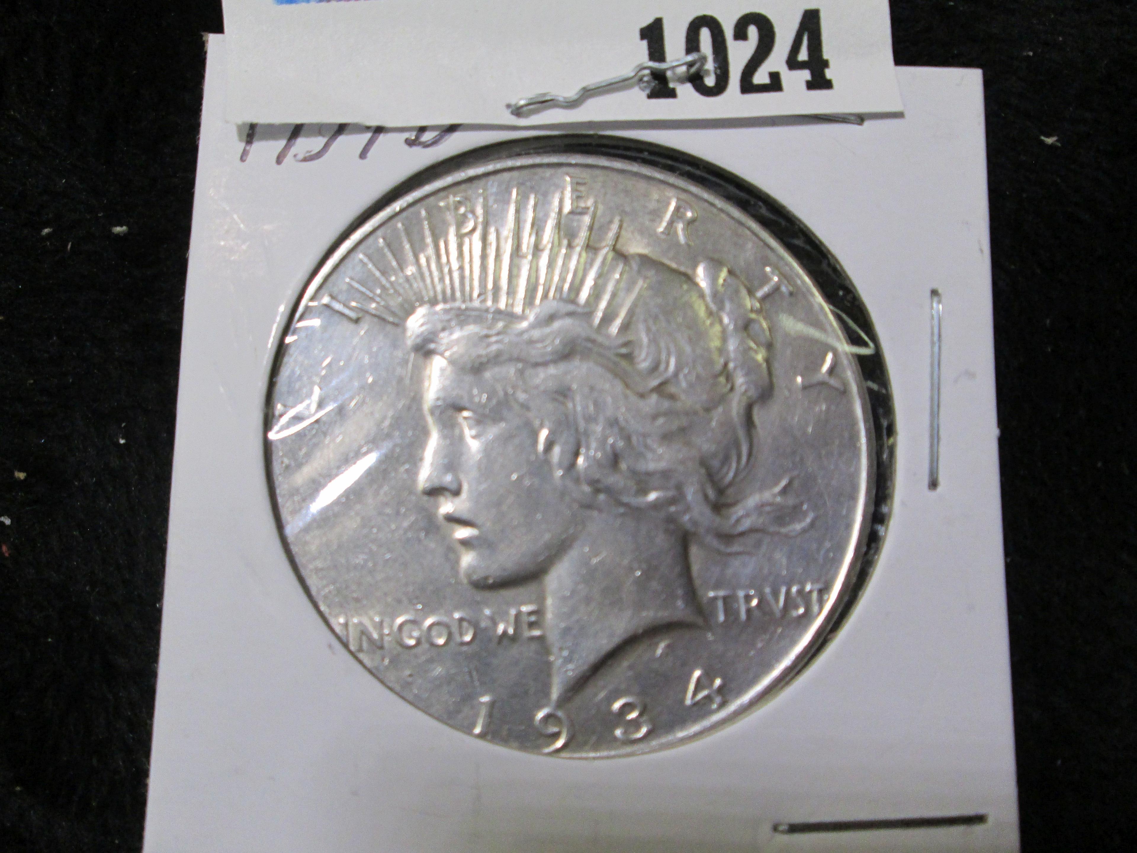 1934 D U.S. Peace Silver Dollar.