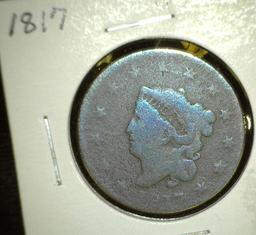 1817 U.S. Large Cent, Good but Dark; & (3) 1818 U.S. Large Cents, Fair-AG, AG, & G-VG.