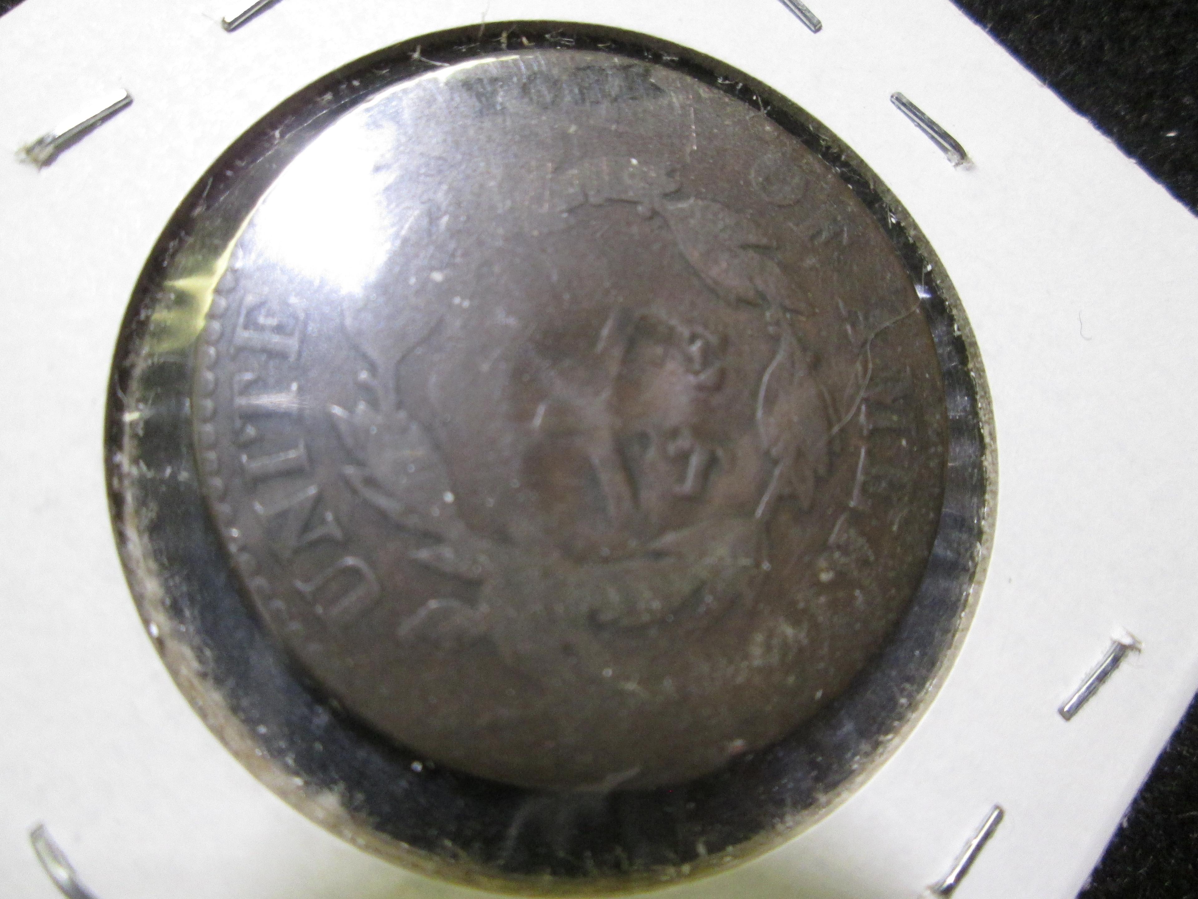 1822 Coronet Head Large Cent With N. York Counter Stamped On The Reverse