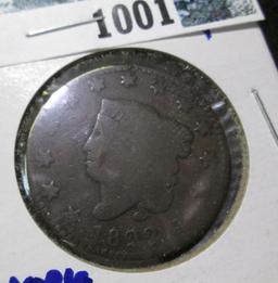 1822 Coronet Head Large Cent With N. York Counter Stamped On The Reverse