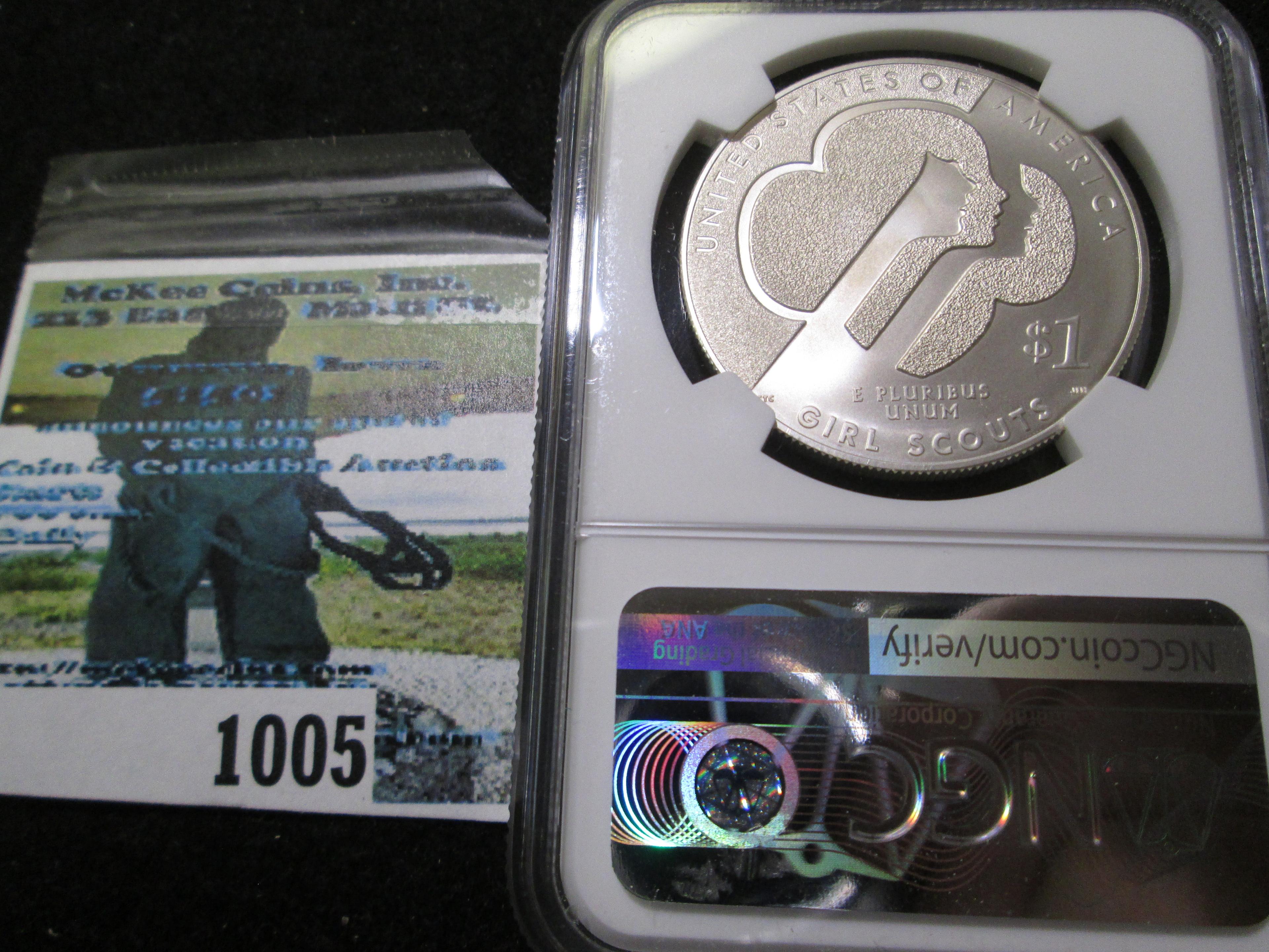 Uncirculated 2013-W Girl Scouts Centennial Silver Commemorative Dollar Graded Ms 70 By Ngc