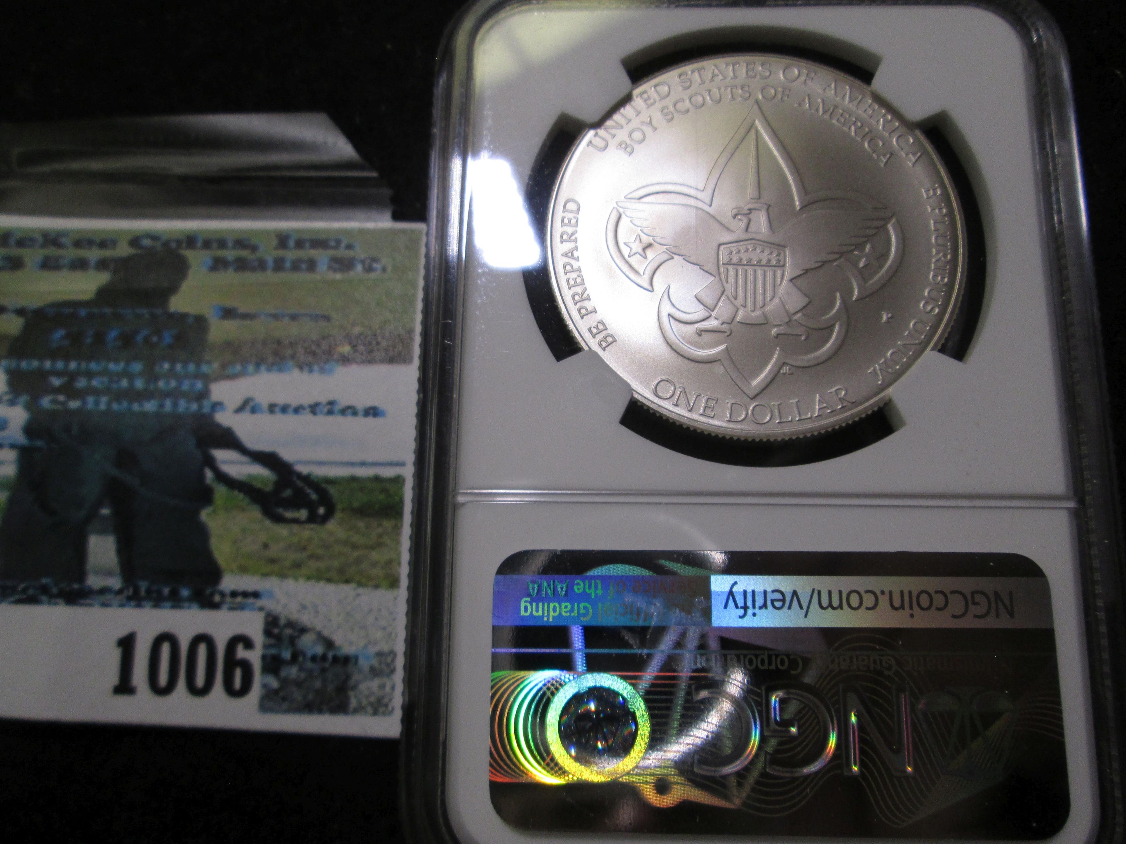 Uncirculated2010-P Boy Scouts  Centennial Silver Commemorative Dollar Graded Ms 70 By Ngc