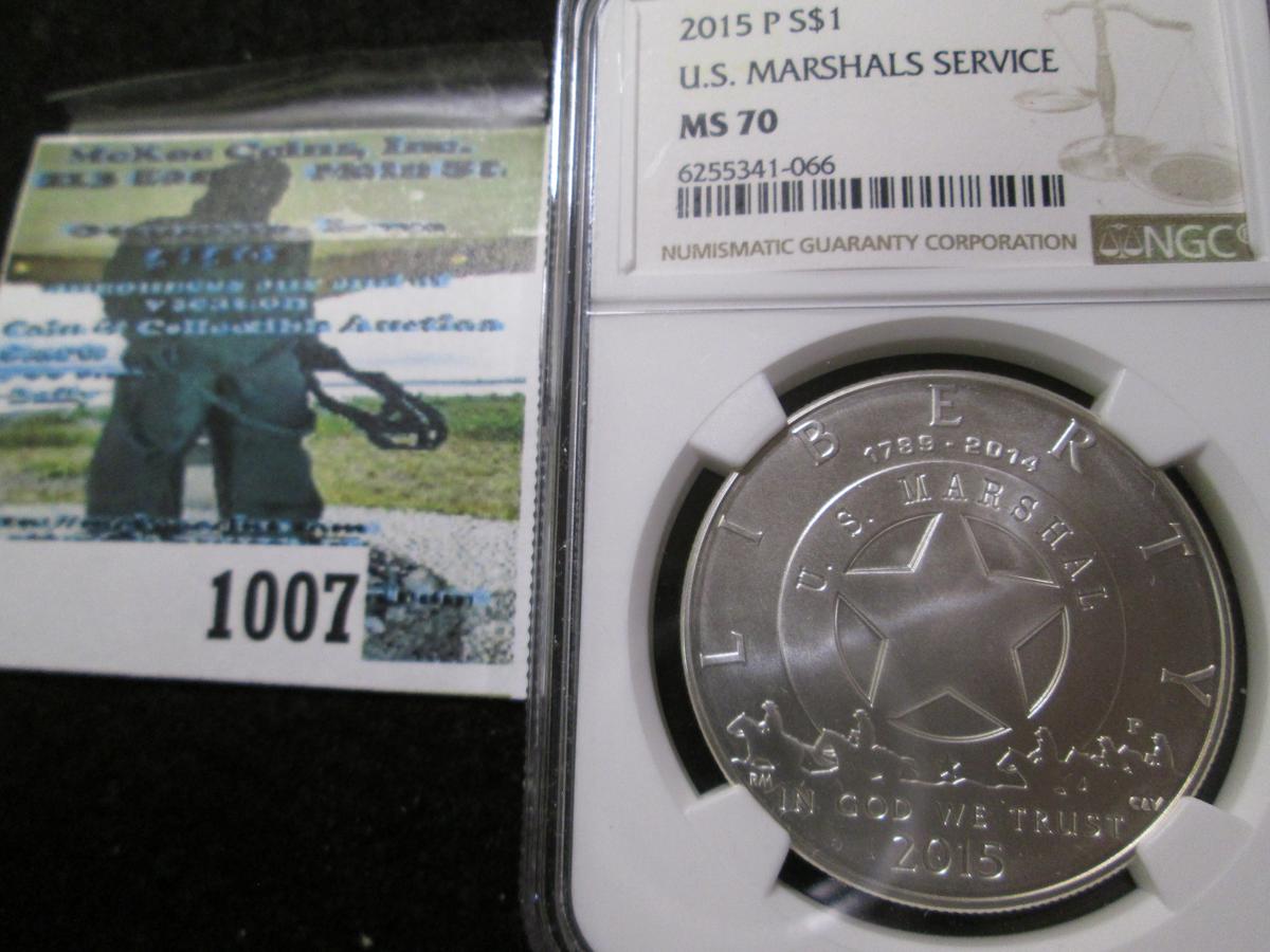 Uncirculated 2015-P U.S. Marshals Service Centennial Silver Commemorative Dollar Graded Ms 70 By Ngc