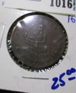 1837 Hard Times Token.  Htt 69.  " I Take The Responsibility On The Front"