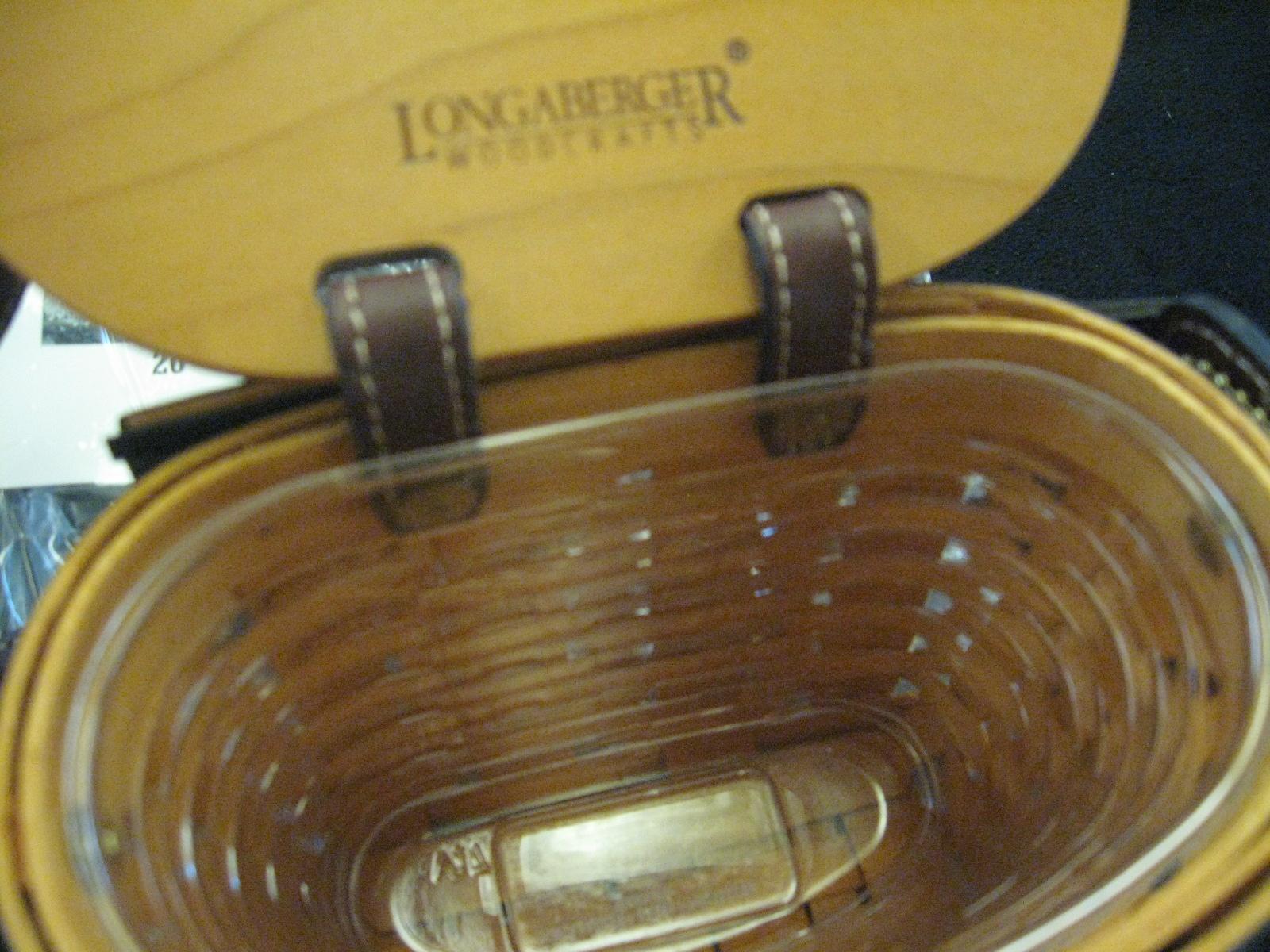 Longaberger Collectors club edition miniature basket purse with leather strap and protector,dated 20