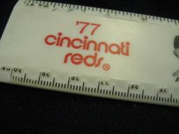 1977 Cincinnati Reds plastic ruler, all images and graphics visible