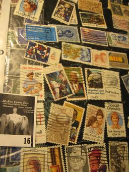 (41) Foreign Stamps, mostly Finland, (52) U.S. Stamps in a Plastic page; & (9) Album pages containin