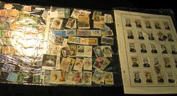 (41) Foreign Stamps, mostly Finland, (52) U.S. Stamps in a Plastic page; & (9) Album pages containin