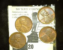 1927 P, 28 P, 29 D, & 30 P Brown Uncirculated Lincoln Cents.