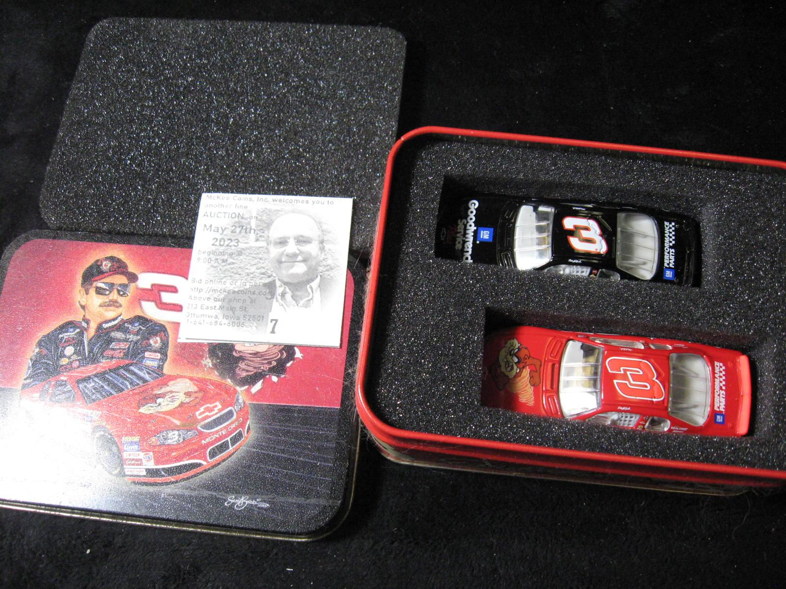 # 3 Dale Earnhardt Tin Pack of Die Cast Warner Brothers 2000 Monte Carlo Race Cars.