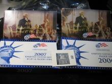 2008 S & 2009 S Presidential Dollars Proof Sets; 2006 S & 2007 S U.S. Proof Sets. All in original bo