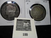1892 S Good & 1894 O AG Morgan Silver Dollars.