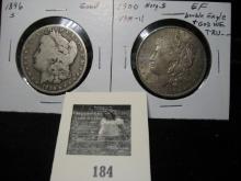 1896 S Good & 1900 P EF Vam 11 Double Die Reverse Morgan Silver Dollars.