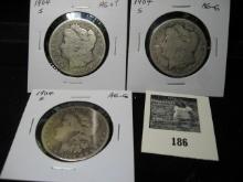 (3) 1904 S Morgan Silver Dollars, all AG.