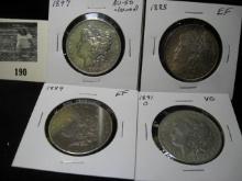 1885 P EF, 1889 P EF, 1891 O VG, & 1897 P AU Cleaned & Polished Morgan Silver Dollars.