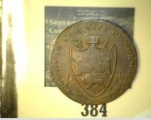1792 Dunham & Yallop Norwich Half Penny Token, #272 or 288. Pg. 312, VF.