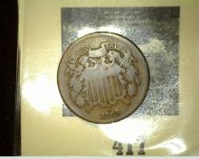 1865 US 2-Cent Piece VG.