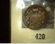 1865 US 2-Cent Piece VG.