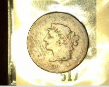 1839 US Large Cent. AG Scratches.