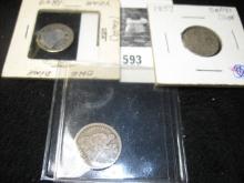 1849, 1857 & 1872 Liberty Seated Dimes. AG-G.