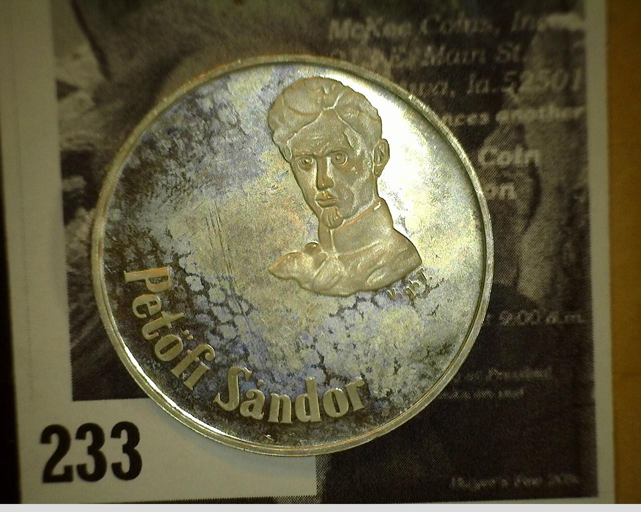 1973 Hungary Petofi Sandor, Magyar Nepkoztarsasag, 50 Forint, Silver, (20.1 grams),  0.640 Silver (0
