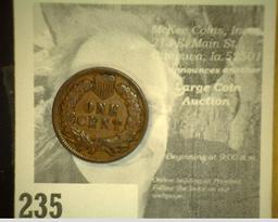 1880 Indian Head Cent, die crack through date, die crack in "America".