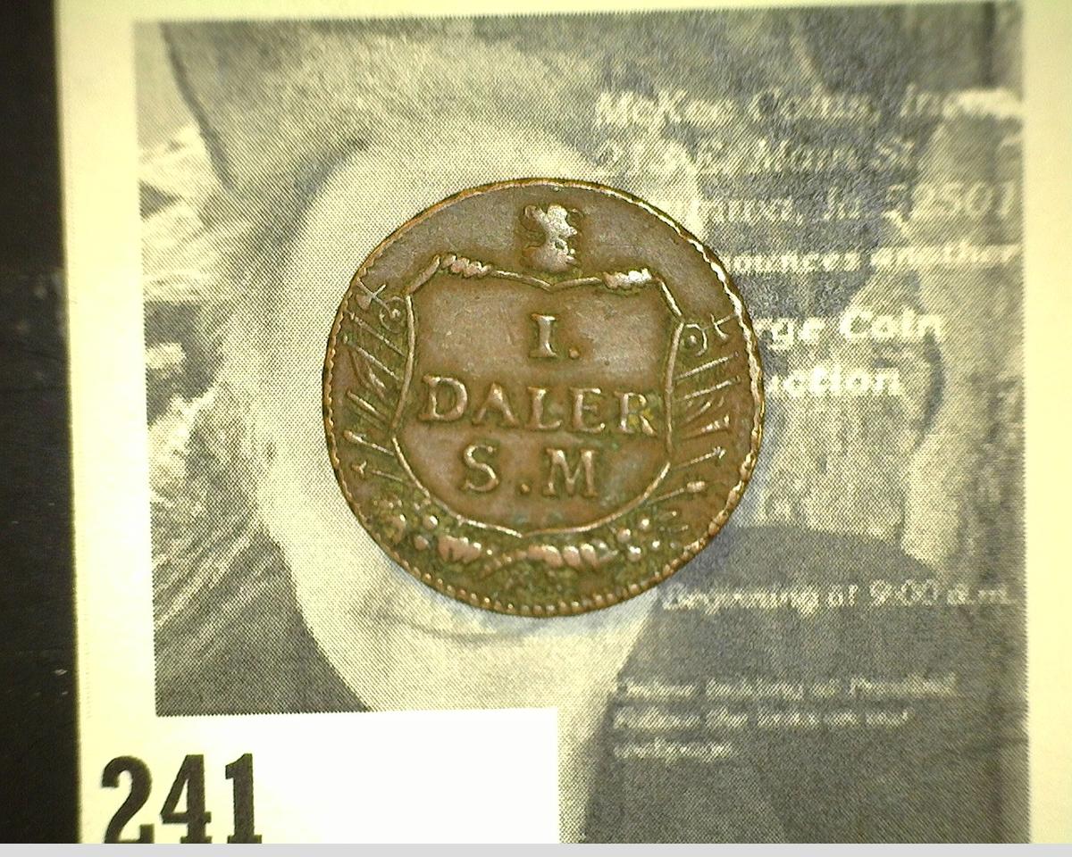 1717 Sweden Copper One Daler, VF.