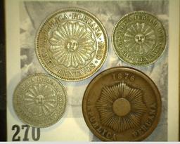 Peru: 1876 Two Cent; 1879 & 1880 Five Cent; & 1880 Ten Cent.