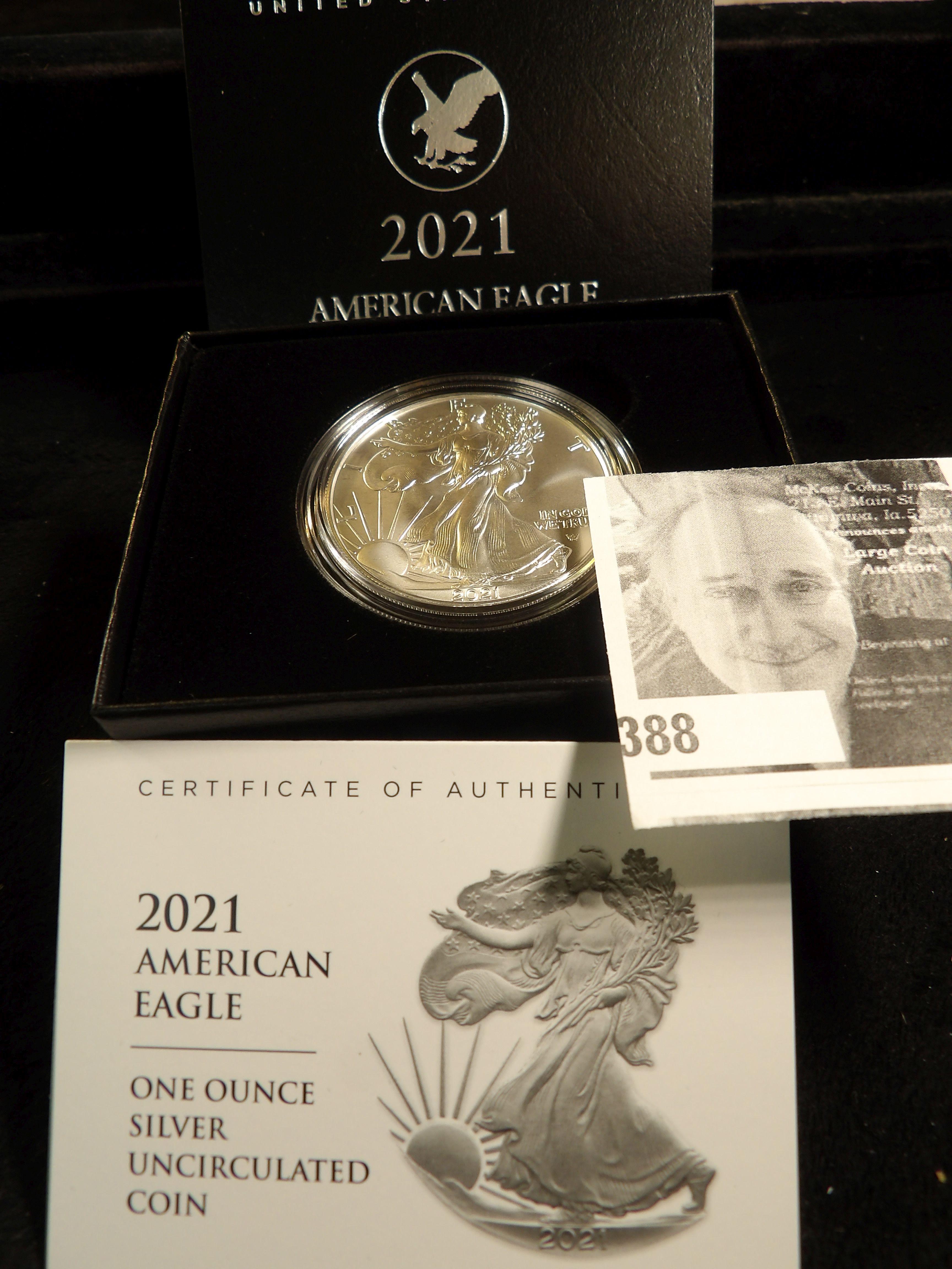 2021 West Point One Ounce Silver Uncirculated Coin in original box of issue.