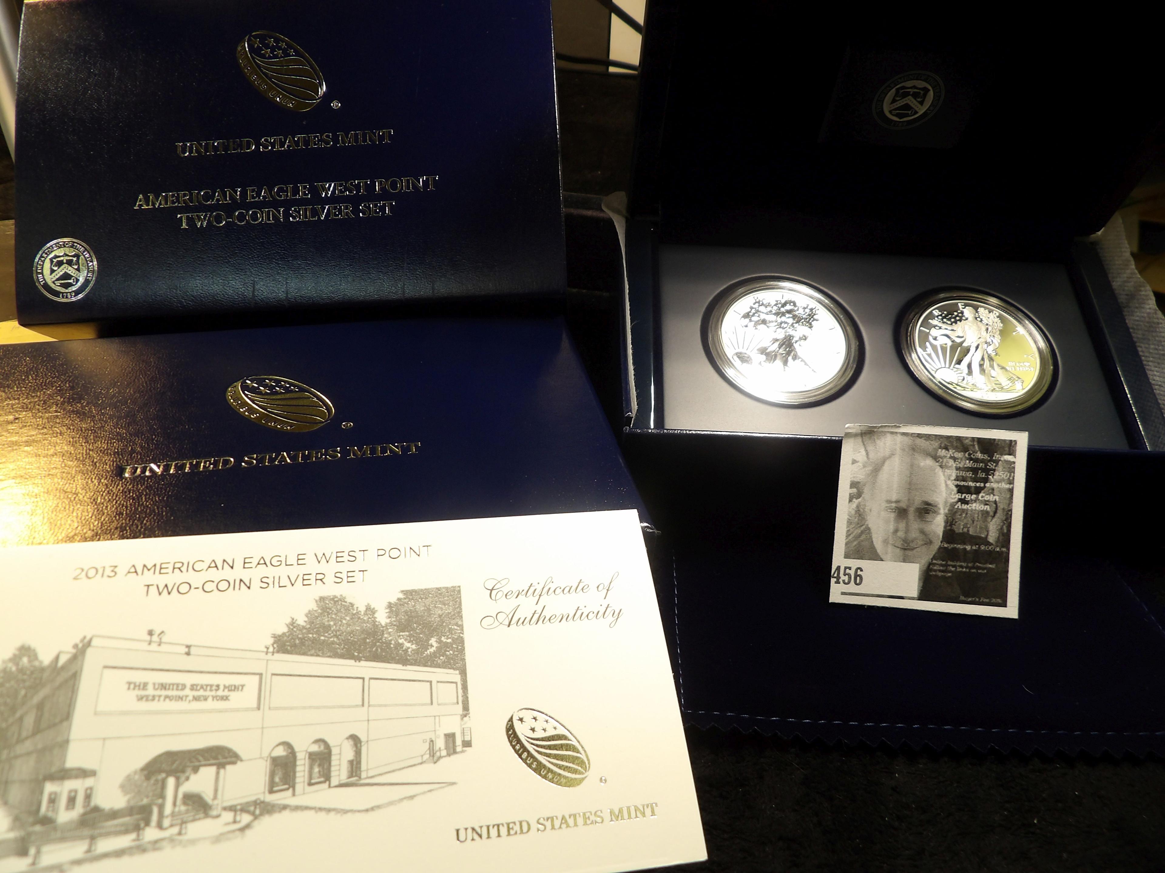 2013 West Point American Eagle Two-Coin Silver Set with COA in original Box of Issue, includes the S