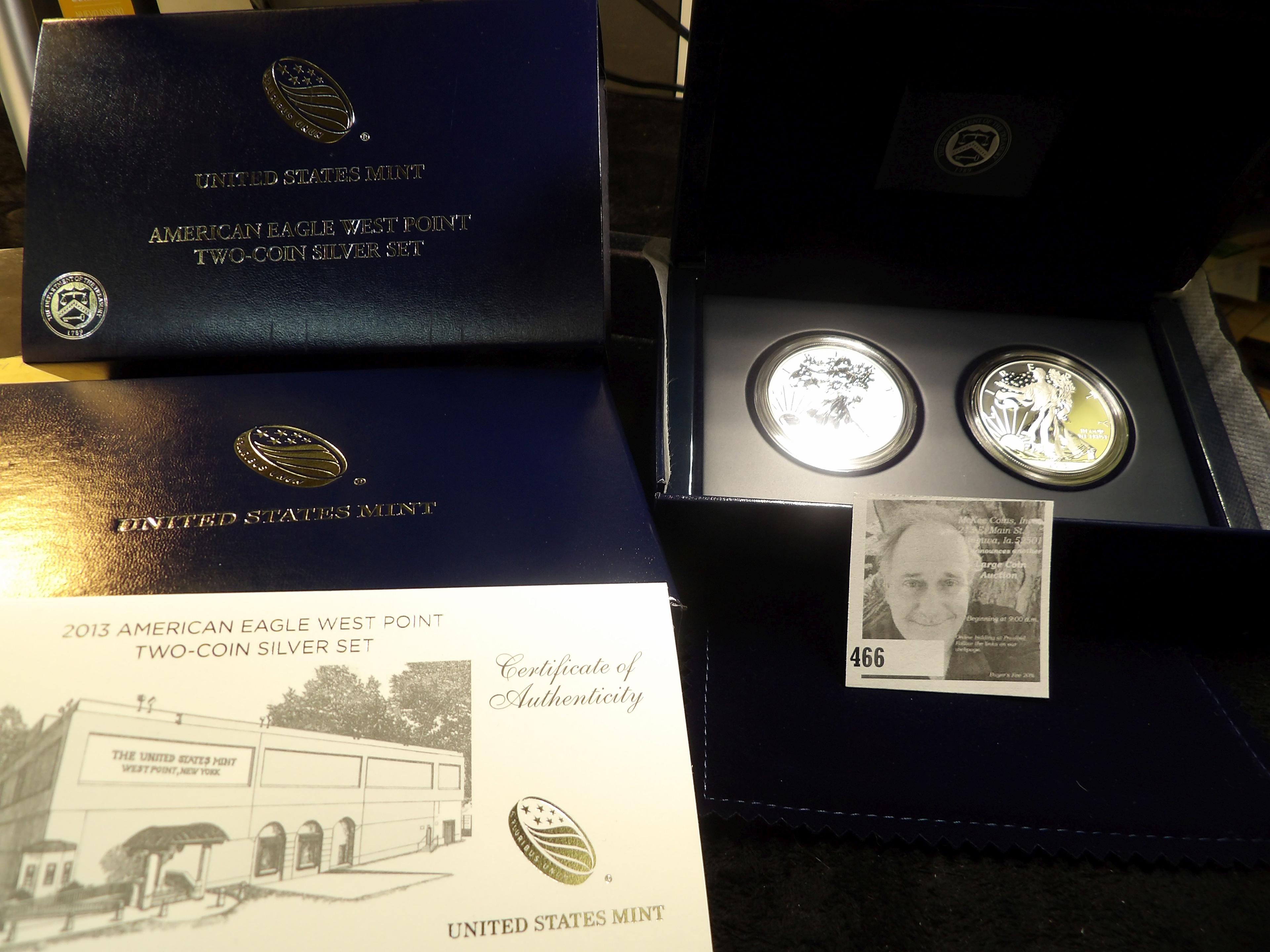 2013 West Point American Eagle Two-Coin Silver Set with COA in original Box of Issue, includes the S