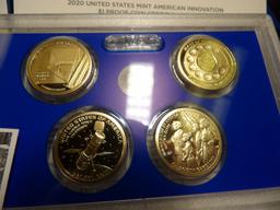2018 S American Innovation $1 Proof Coin in original packet & 2020 S Connecticut, Massachusetts, Mar
